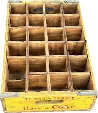 Vintage 1950s EL PASO TX Coca Cola Wooden Crate Yellow 24 Bottle Red RARE picture