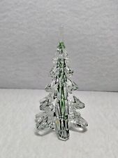 Vintage Enesco Art Glass Clear W/ Green Christmas Tree 8” Figurine W/ Sticker picture