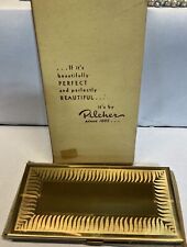 Vintage Pilcher  Goldtone Cigarette Case or Compact With Original Box picture