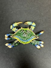 Vintage Crab Enamel Bejeweled Trinket Box. picture