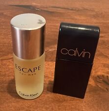 Lot (2) Vintage Calvin by Calvin Klein .25oz & Escape .5oz Men's Cologne Parfum picture