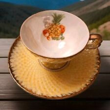 Beautiful Footed Yellow & Gold Trimed Demitasse Cup & Saucer MADE IN JAPAN 1952 picture