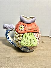 Vintage WCL Koi Fish Drink Pitcher Beautiful Colors Great Condition  picture