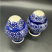 Polish Pottery Salt and Pepper Shakers Daisy Dream Pattern EUC picture