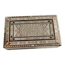 Vintage Rare Middle Eastern Syrian Micro Mosaic Khatam Inlaid Jewelry Box Syria picture