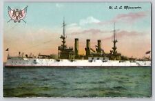 Pre WWI US Battleship USS Minnesota Great White Fleet 1907-1909 Postcard picture