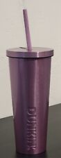 Dunkin Donuts 24oz Stainless Steel Sipper With Straw - Iridescent Pink Purple picture