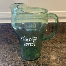 Vintage Whataburger Coca Cola Cowboy Green Glass Pitcher picture