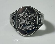 Vintage Sterling Silver BSA BOY SCOUTS Eagle Fleur De Lis Signet Ring Size 6 picture