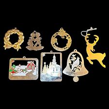 Lot Of 7 Vintage Gloria Dutchin Metal Christmas Ornaments Most Are Engraved picture