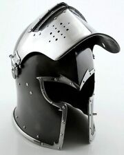 Medieval Viking Visored Barbuta Battle Knight Helmet Black Helm Armor SCA LARP picture