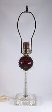 Vintage Elegant Glass Table Lamp With Diamond Point Stem & Ruby Red Sphere picture