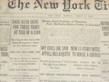 1922 MARCH 6 NEW YORK TIMES- QUAKES START ERUPTION OF VESUVIUS-BABE RUTH-NT 8308 picture