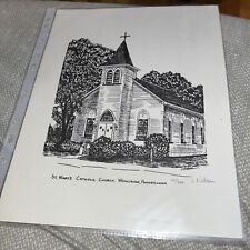 Vintage Joan Nelson Print: St Mary’s Catholic Church Wyalusing PA Pennsylvania picture