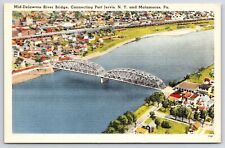 Mid-Delaware River Bridge Connects Port Jervis New York & Matamoras PA Postcard picture