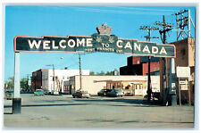 c1960s Welcome to Canada Arch Gateway at Fort Frances Ontario Canada Postcard picture