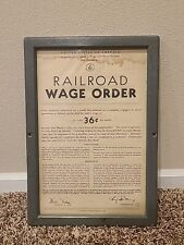 Vintage 1941 Railroad Wage Poster Framed Train USA  picture