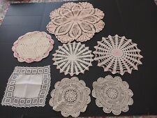 Estate Sale Find* Handcrafted Lot of 7 White * Pink* Off white Handmade Doilies. picture