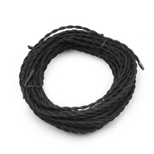 Supmart Black Twisted Cloth Covered Wire, 2-Conductor 18-Gauge Antique Industria picture