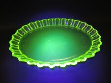 ANTIQUE VAL ST LAMBERT YELLOW VASELINE GLASS TRAY-12INCHES picture
