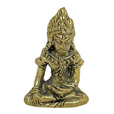 Khmer Seated Buddha Amulet Statue Lucky Protect Brass Pocket Talisman #1 picture
