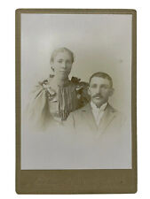 TOPEKA KS 1890s Victorian COUPLE Puffy Sleeve Bows Floral Detail Cabinet Card picture