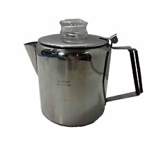 Vintage 18/8 Stainless Steel 6 Cup Stove Top Coffee Tea Pot Wood Handle picture
