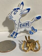 VTG Political Lapel Pins 1968 Gulf Oil Horse Shoe Democratic Party Good Luck picture