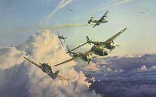 HOSTILE SKY by Robert Taylor aviation art signed by Luftwaffe& USAAF Aces picture