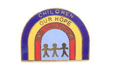 Children Our Hope For The Future Gold Tone Vintage Lapel Pin picture