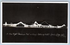 1940's RPPC LAND-O-LAKES WISCONSIN KING'S GATEWAY HOTEL AT NIGHT RICE MADE PHOTO picture
