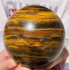 2.75lb Natural Gold Tiger's Eye Stone Quartz Crystal Sphere Ball Reiki Specimen picture