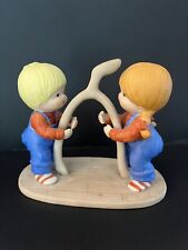 Vintage 1990 Enesco Wishbone Making a Wish Boy and Girl 414573-Excellent picture