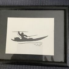 Liliane Inuit Black Ink Block Inuit Spear Fishing Signed Art Work picture