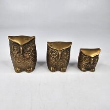Leonard Silver Mfg. Vintage Solid Brass Figurines Owls Set of 3  picture