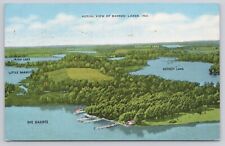 Aerial View of Barbee Chain of Lakes Warsaw Indiana Vintage 1949 Postcard picture