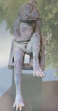 Antique Heavy Cast Iron Two Piece Sitting Drinking Frog (Flaw) Garden Decor picture