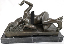MILO Laying Nude Woman Bronze Statue by European Finery Marble Base Art Nouveau picture
