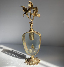 Vintage Ormolu Beveled Glass Perfume Bottle W Dauber Gold plated picture
