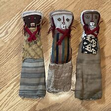 Antique Peruvian Chancay Funerary Doll 11” Tall Set Of 3 picture
