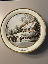 Vintage 1997 Currier & Ives The Snow Storm Cookie Tin Stauffer's Biscuit Company picture