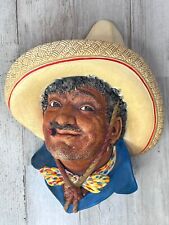 Vintage BOSSONS PANCHO Chalkware Head 1960 Wall Ornament With Tag picture