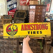 Vintage Armstrong Rhino Tires Tin Metal Advertising Sign Garage Gas Station picture