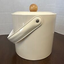 Vintage Sweet Cream Georges Briard Ice Bucket with Wood Lid Handle picture