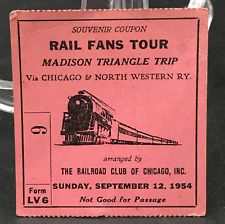 1954 Chicago & North Western CNW Railroad Madison Triangle Trip Ticket Souvenir picture