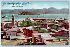 Guaymas Sonora Mexico Postcard Church Plaza and Bay c1910 Unposted Antique picture