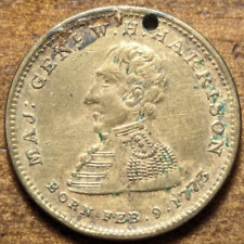 1840 William Henry Harrison Hard Times Political Campaign 23mm Log Cabin Token picture