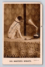 c1910 RPPC His Master's Breath Spoof on RCA Dog Mr Brown Postcard picture