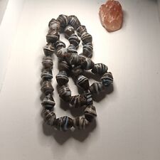 Vintage African Trade Beads, 1950s Venetian Glass Mocha Brown White Lamp Work picture