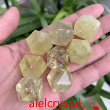 14 polyhedron Natural citrine Quartz Carved crystal reiki Healing 1PC picture